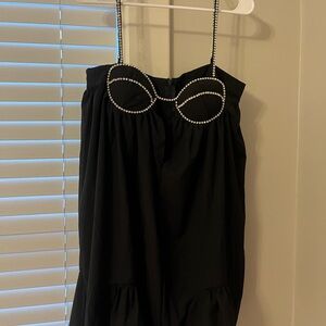 Elegant Black Dress with Beaded Straps